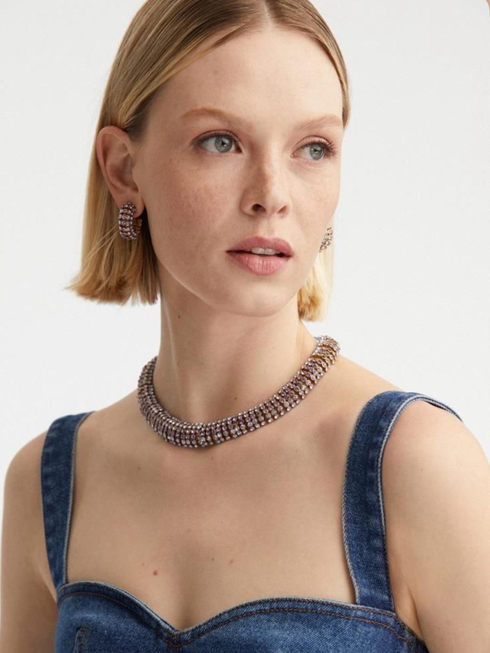 Oscar de la Renta Disco Crystal Collar Necklace